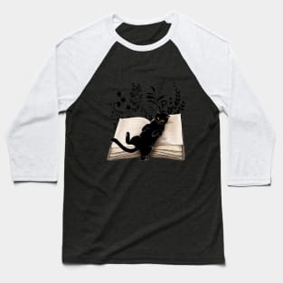 Cat reading a book, watercolor style, flowers growing from book, cats end books lovers lover Baseball T-Shirt